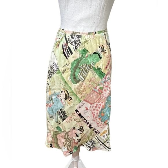 Citron Dresses & Skirts - Citron Santa Monica Sz M Pull-On Silk Elastic Waist Asian Skirt